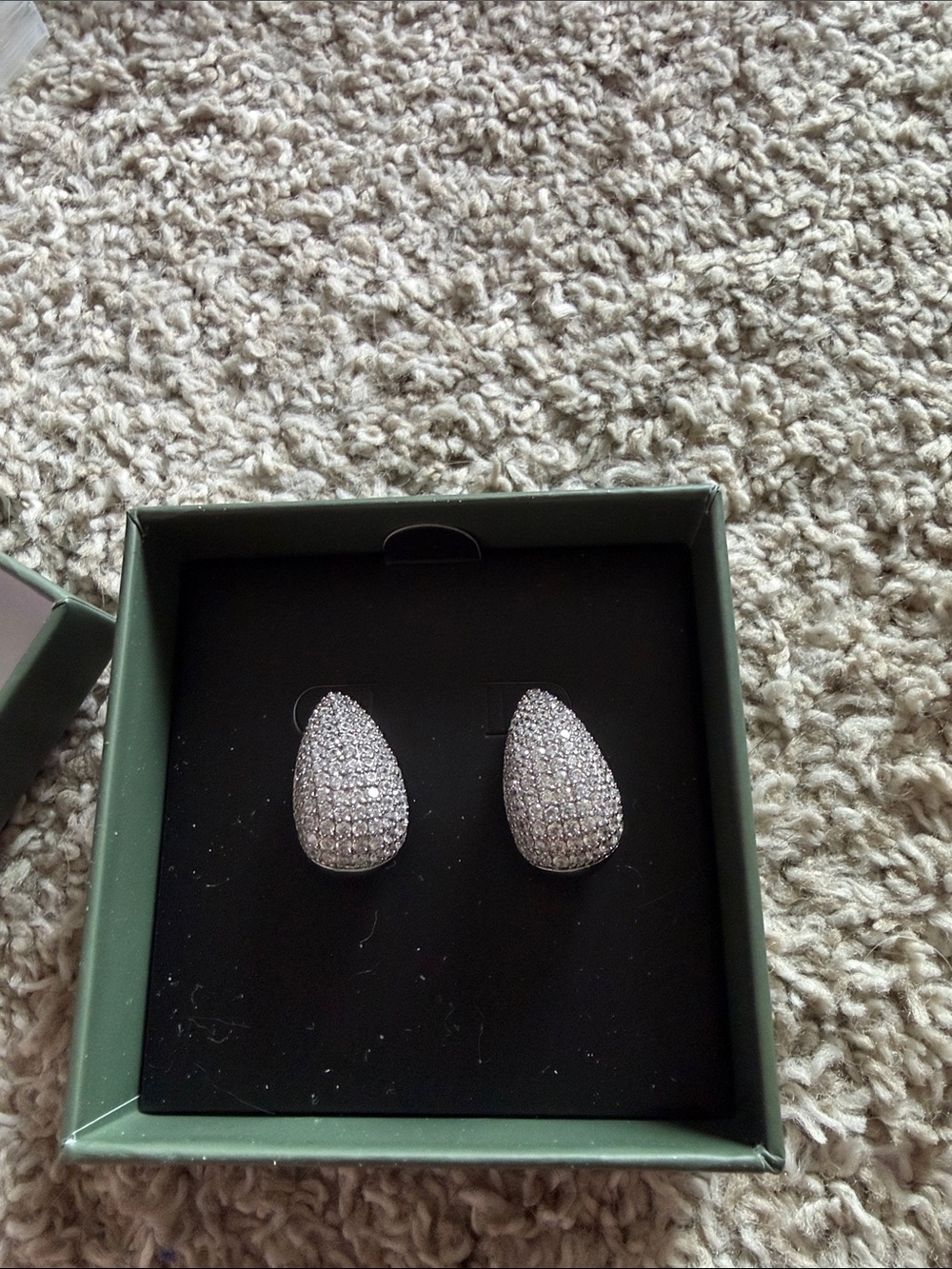 Jewels by Sunaina Teardrop Pavé Crystal Earrings in Silver